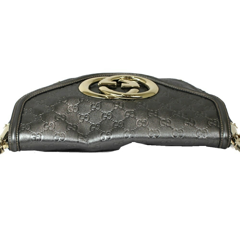 Gucci Interlocking Metallic Gray Bag Shoulder Lea… - image 6
